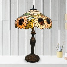 Lámpara de mesa grande estilo Tiffany pantalla de vitral de 16 pulgadas decoración del hogar Reino Unido