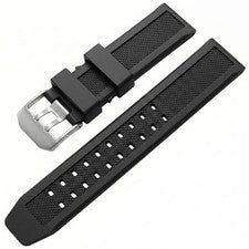 Correa de reloj de goma para hombre negra 23 mm deportiva impermeable correa de silicona acero inoxidable
