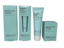 Limpiador facial y suero suave Global Beauty Care de 4 piezas, crema para ojos y piel
