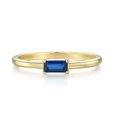 Anillo solitario de zafiro azul y plata de ley 925 de oro de 18 quilates para dama
