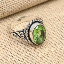 Maravilloso anillo de plata de ley 925 hecho a mano con piedras preciosas de tsavorita