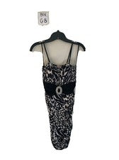 Mini Vestido Moda Revista Blanco y Negro Estampado Animal Tirantes Mujer’s Talla L