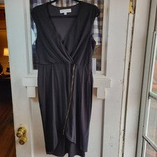 Vestido para mujer Emma & Michelle negro sin mangas detalle cremallera frontal cuello en V talla M
