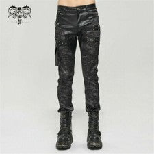 Pantalones de mezclilla elásticos retro de carreras de motocicletas punk de moda de diablo para hombre