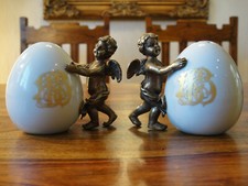 Esparcidor de sal esparcidor de especias ángel porcelana bronce antiguo Menage sal pimienta lujo
