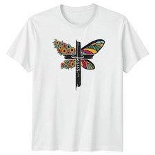 Camiseta Jesús Floral Libélula Mujer Fe Regalo Para Ella
