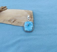 Colgante de piedras preciosas naturales de Larimar de plata de ley 925 para mujer colgante de regalo de plata