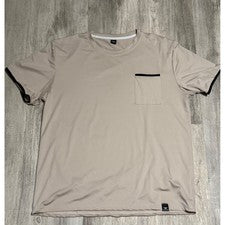 Camiseta Manfinity Para Hombres XL Beige Cuello Redondo Manga Corta Informal Bolsillo Camiseta