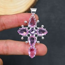 Colgante de joyería de plata esterlina 925 hecho a mano con piedras...