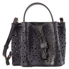 Mini bolso cubo de cuero perforado Mlouye Alto 10-092-001-NEGRO
