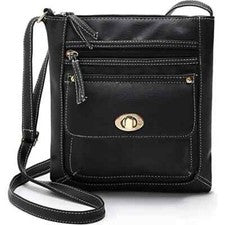 Bolso de hombro de moda retro sólido con cierre cruzado negro