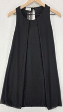 Mini Vestido de Cóctel Negro de Gasa para Mujer OS Negro Minimalista Hecho en Italia LBD