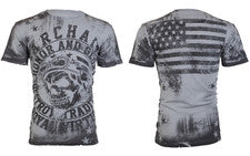 Camiseta Archaic By Affliction Para Hombre DEATH RACER Calavera Bandera Motociclista M-3XL