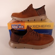 Skechers Para Hombre Garza Gervin Bungee Encaje Sin Cordones Talla 9 Marrón Oscuro 205046