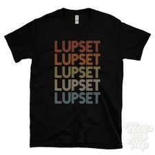 CAMISETA LUPSET ESTILO RETRO REPETIDO para hombre y mujer Reino Unido top name regalo