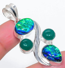 TRIPPLE O P A L PIEDRA PRECIOSA JOYERÍA COLGANTE MANO 925 STERLINGSI.