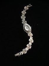 Reloj Art Déco Plata 925 Sterling Markasita Circonita Pez Motivo Vintage 18,5 cm