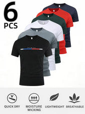 6 Unidades de Camisetas Para Hombres, Elegantes, comodas, a la moda, Multicolor