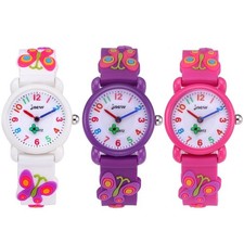 Relojes para niños 3D dibujos animados mariposa con correa de silicona niños y niñas