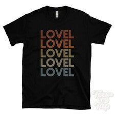 CAMISETA ESTILO RETRO REPETIDO LOVEL para hombre y mujer novedad genial nombre regalo