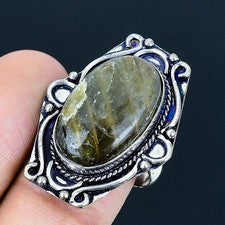 Anillo de joyería de plata esterlina 925 hecho a mano con piedras preciosas...