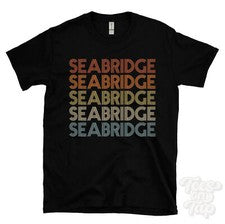 CAMISETA SEABRIDGE ESTILO RETRO REPETIDO Hombre y Mujer Novedad Genial Nombre Regalo