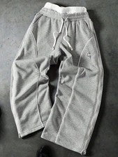Pantalones Pavtros Young Street Style Pierna Ancha, Gris, Otoño, Ropa de Calle, Gimnasio, Doble