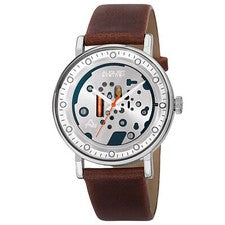 Nuevo reloj de cuero marrón con esfera esqueleto imitación August Steiner AS8183SSBR para hombre