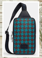 NUEVO CON ETIQUETAS COACH Sullivan Pack CJ588 Pata de Gallo Lona Cuero X-Body en TEAL WINE SVR