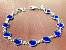 T A S A N I T B L A U Edelstein HANDGEFERTIGT 925 Sterlingsilber Schmuck Armband