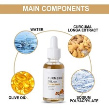 Paquete de 2 aceites de cúrcuma, suero de aceite de cúrcuma natural para rostro, cuidado de la piel hidratante