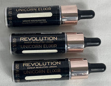 Lote de 3 Maquillaje Iluminador Líquido Revolution Unicorn Elixir 0.61 fl oz NUEVO