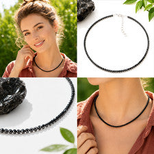 Collar piedra preciosa espinela facetada forma de bola Ø3 mm plata 925 cierre