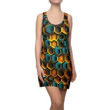Vestido para mujer espalda cruzada futurista panal abejas conservación de la naturaleza insecto
