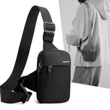 Hombres Mujeres Bandolera Bolso de Hombro Nylon Pecho Paquete Bandolera Viaje Mini Teléfono Paquete