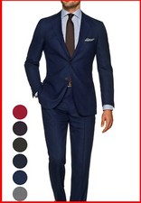 Traje azul mediano para hombre 42r chaqueta 36 pantalones formales informales trajes de lana a medida