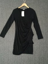 Vestido BTFBM Para Mujer Moda Envolvente Cuello en V Manga Larga Negro Talla S