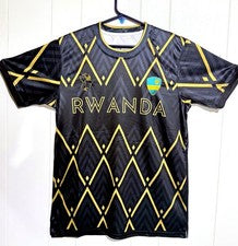 Camiseta de fútbol de Ruanda — House of Tayo — estilo artístico Imigongo negro y dorado — NUEVA