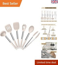 Juego de utensilios de cocina de silicona resistentes al calor y aptos para lavavajillas - Kit incluye 6