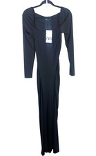 Maxi Vestido Zara Negro Largo Cuello Cuadrado Talla Pequeña NUEVO