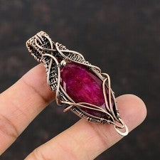 Colgante envuelto en alambre increíble joyería de piedras preciosas hecha a mano cobre ropa diaria 2,76"
