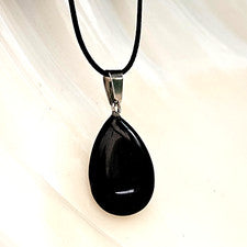 Collar Colgante Lágrima Obsidiana Cristal Natural Piedras Preciosas Protección Joyería