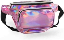Riñonera holográfica, bolso de cintura rave de moda con cinturón ajustable para mujeres y hombres