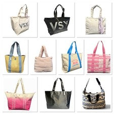 Victoria's Secret Heritage Bolsa Tote De Lona A Rayas Rosa NUEVA En Bolsa