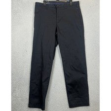 NUEVO Pantalones Savile Row Company Para Hombre 36X32 Negros Chinos Elastizados Frente Plano Informales
