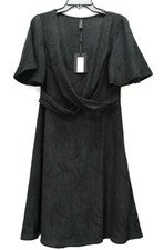 Vestido informal Y.A.S para mujer floral negro manga corta kimono cuello en V línea A M