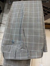 NUEVO Pantalón de vestir a cuadros gris talla 35 para hombre 100 % lana Super 150 hecho en Italia R/$275
