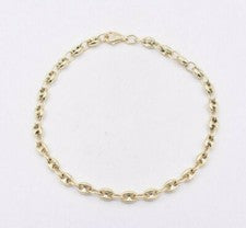 Pulsera 4mm Hinchado Mariner Ancla Eslabón Cadena Real Oro Amarillo 14K Todos los Tamaños