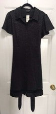 Vestido negro para mujer Christian Siriano talla 18 con botones diseño floral NUEVO