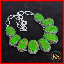Collar de plata esterlina cobre verde turquesa cadena de piedras preciosas joyería vintage